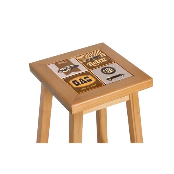 Banqueta Alta Para Bar Com Mix De Estampa Em Azulejo