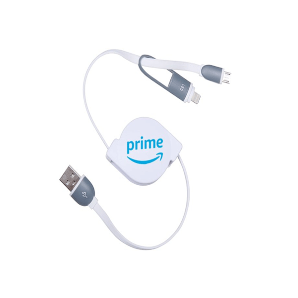 Cabo de Dados Retrátil 2 em 1 Personalizado