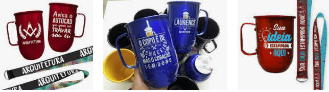 Canecas de alumínio personalizadas com cordão