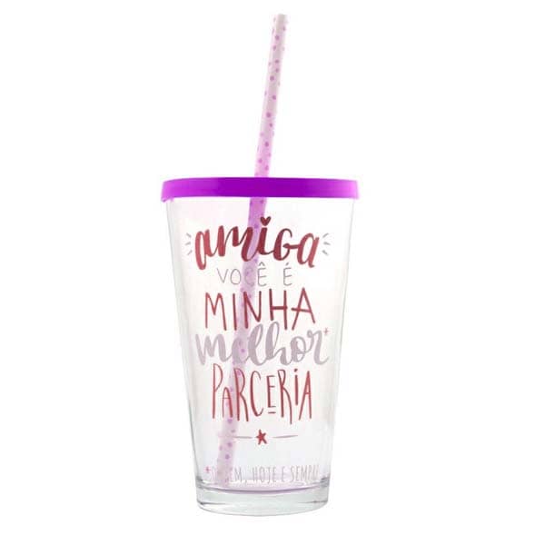Copo Plastico com Tampa e Canudo Personalizado
