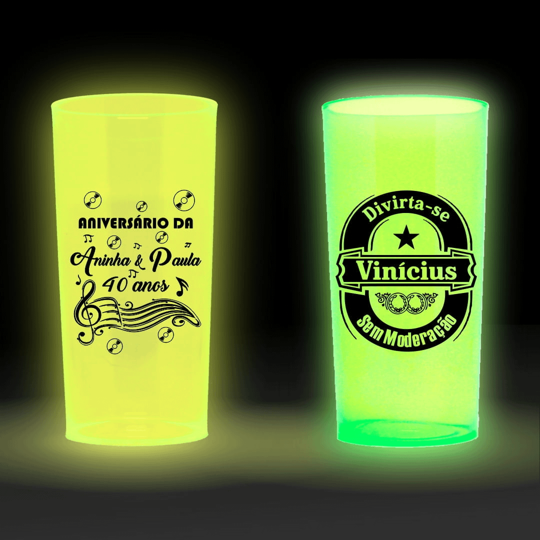 Copos personalizados long drink neon